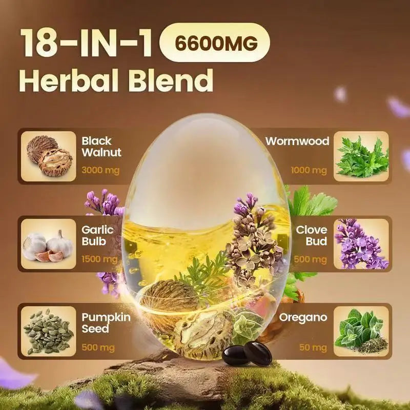 Wormwood Black Walnut Clove Capsules 6600mg Herbal Blend Supplement