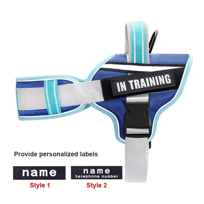 Adjustable Nylon Dog Harness with Neck Guard and Reflective Breathable Mesh Vest