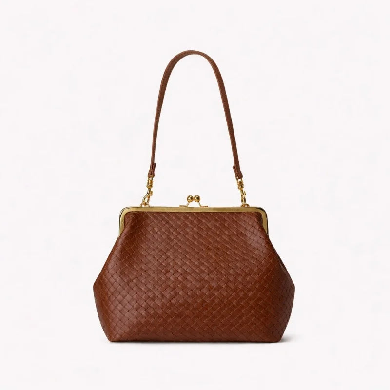 Women's Retro Kiss Lock Frame Shoulder Clutch Bag