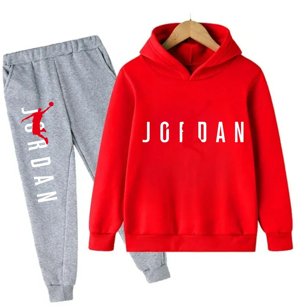 Kids' Slam Dunk Pattern Hoodie Pants Two-Piece Set