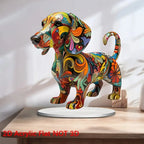 Boho Puppy Dog Flat Acrylic Plaque and Tabletop Ornament