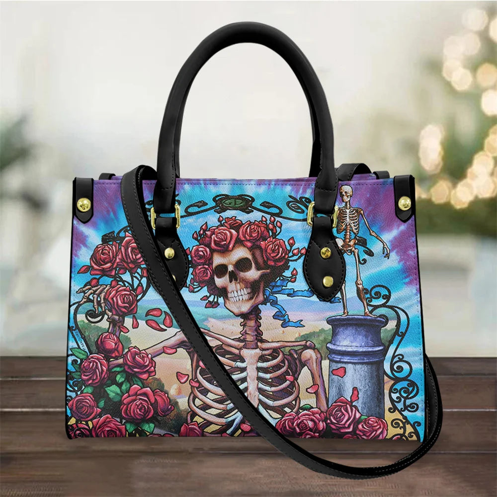 Women's Skull Pattern Faux Leather Shoulder Tote Bag