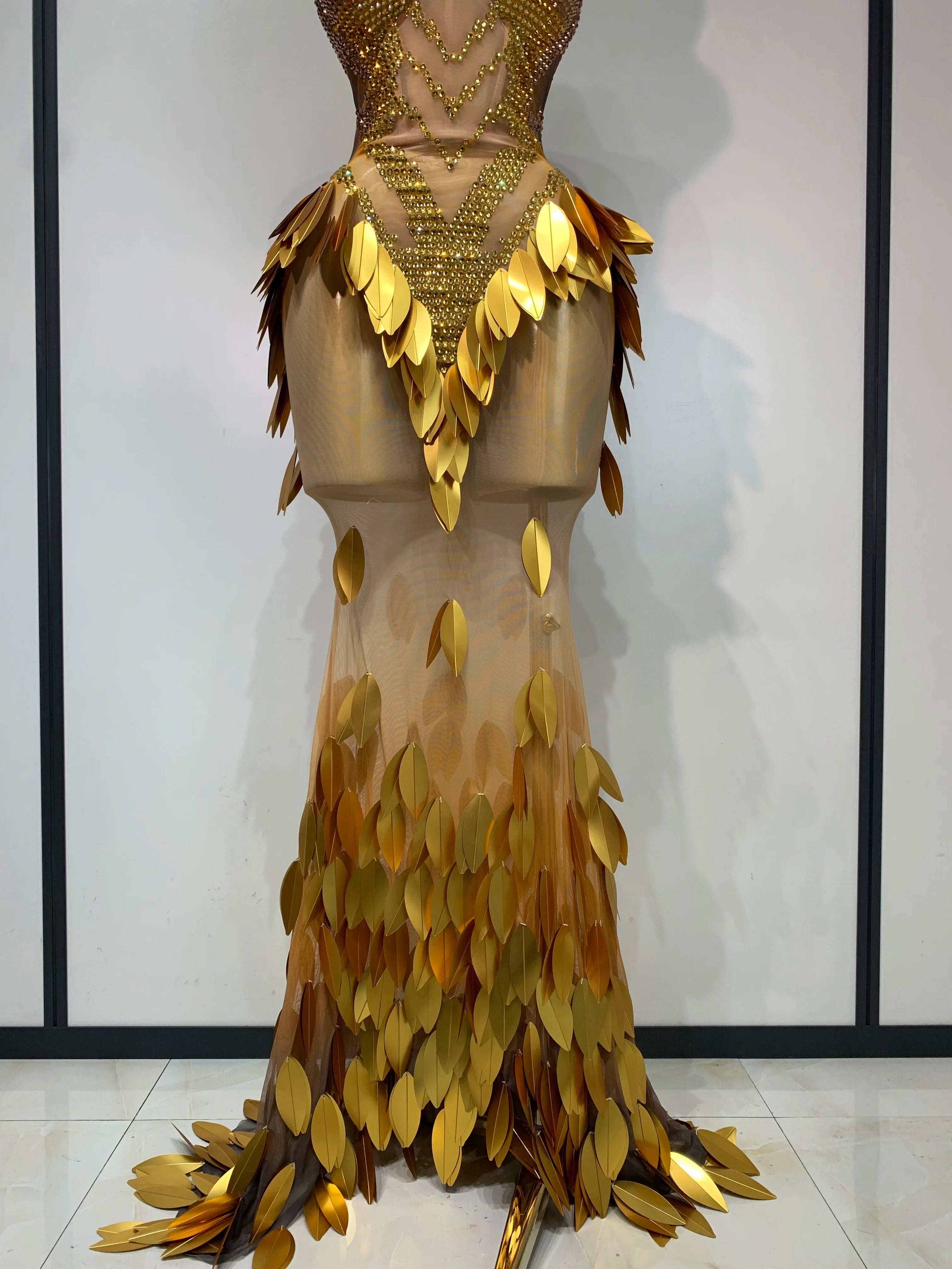Women's Fashion Strapless Rhinestone Sequin Mesh Maxi Dress