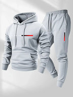 Men's Letter Print Fleece Hoodie Sweatshirt Pants Set