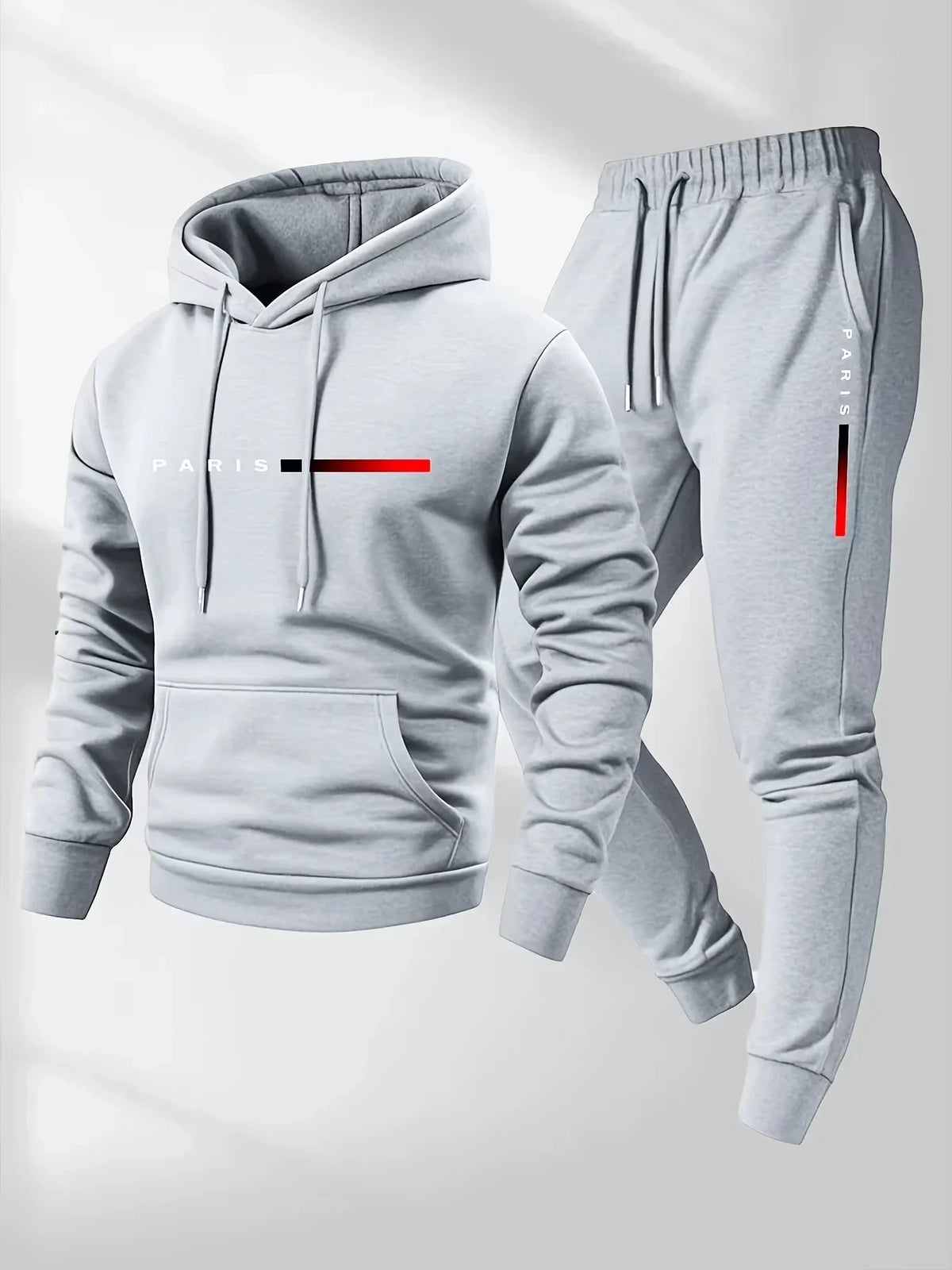 Men's Letter Print Fleece Hoodie Sweatshirt Pants Set