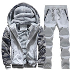 Men's Casual Fleece Zip Hooded Jacket and Pants Set