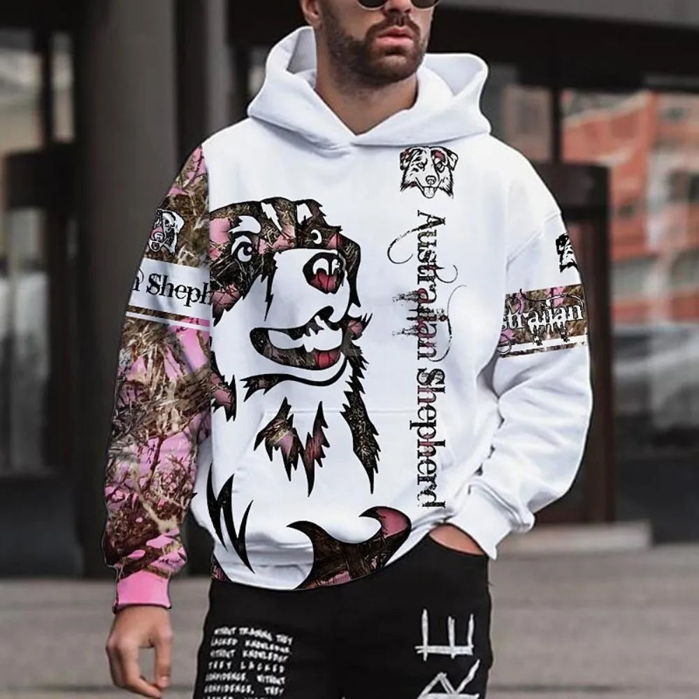 Men's Casual Animal Print Pullover Hooded Sweatshirt