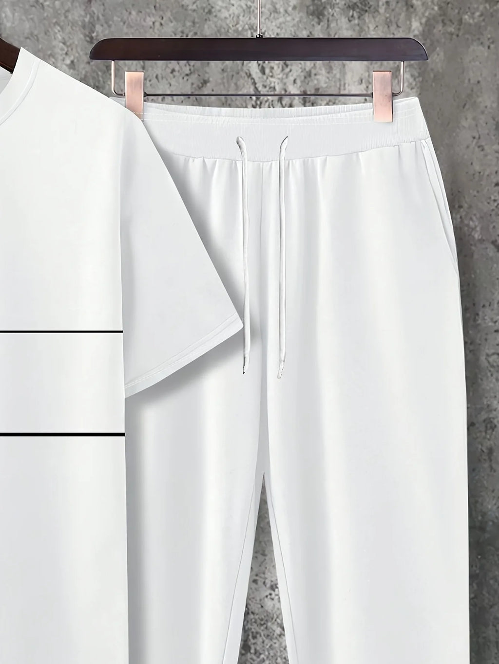 Men's Casual Print Round Neck T-Shirt and Drawstring Pants Set