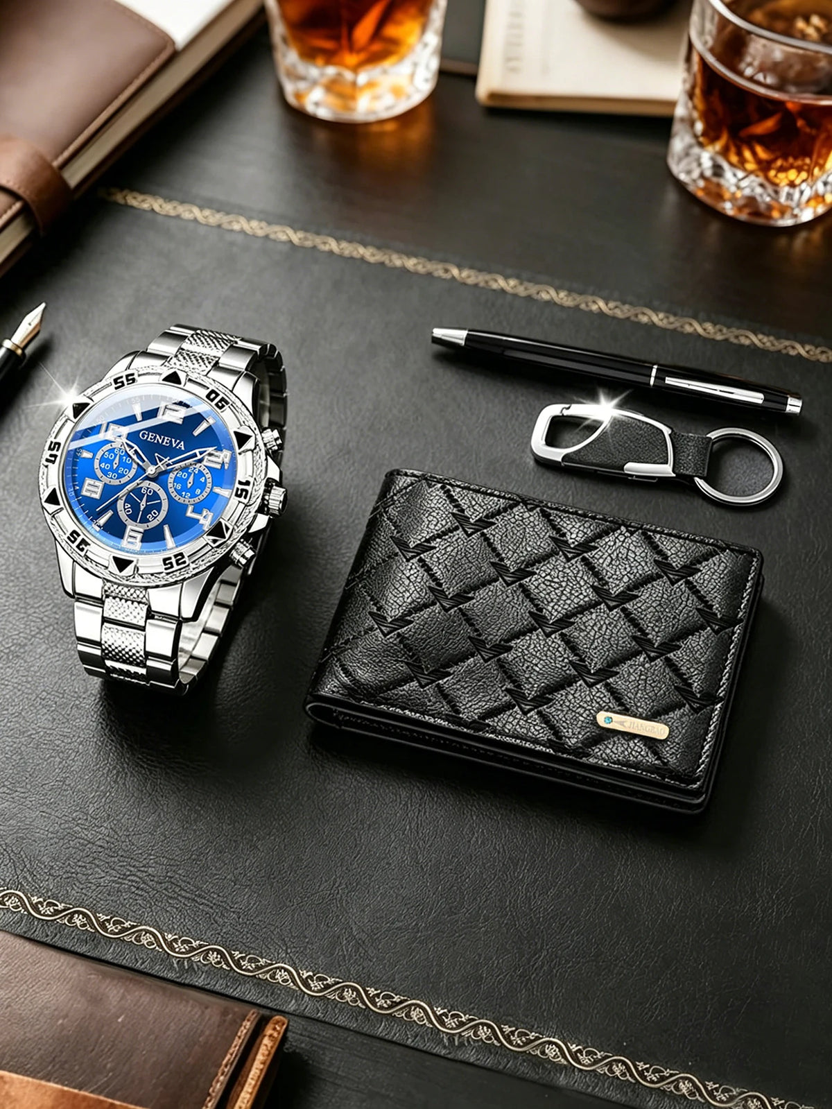 CMK Men's Quartz Watch 4-Piece Gift Set with Wallet