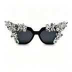 Women's Oversized Cat Eye Crystal Sunglasses UV400
