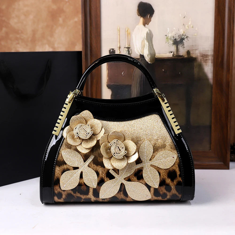 Women's Rhinestone Floral Dumpling Tote Bag