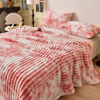 Gradient Soft Plush Flannel Blanket and Warm Coral Fleece Bed Throw