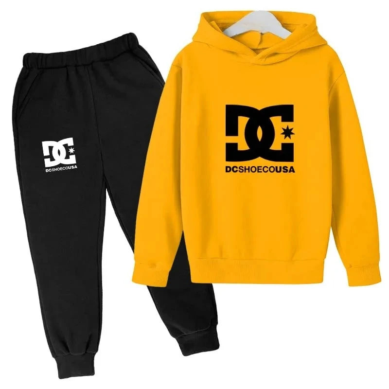 Kids' Casual Simple Print Hoodie Pants Two-Piece Set
