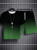 Men's Casual Graffiti Print T-Shirt and Shorts Two Piece Set