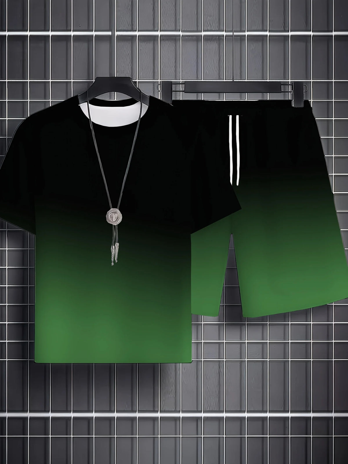 Men's Casual Graffiti Print T-Shirt and Shorts Two Piece Set