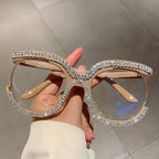 Women's Trendy Round Rhinestone Oversized Reading Glasses