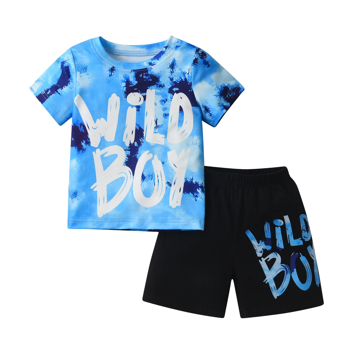 Toddler Boy Summer Tie-Dye Letter Print T-Shirt and Shorts Set