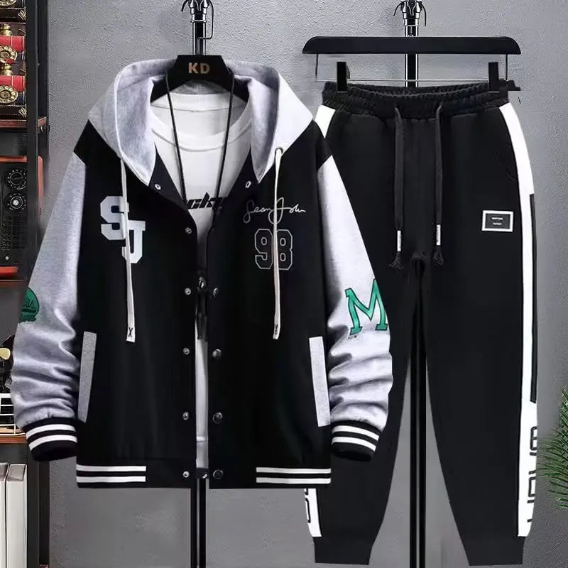 Men's Casual Hooded Sweatshirt and Jogger Pants Tracksuit Set