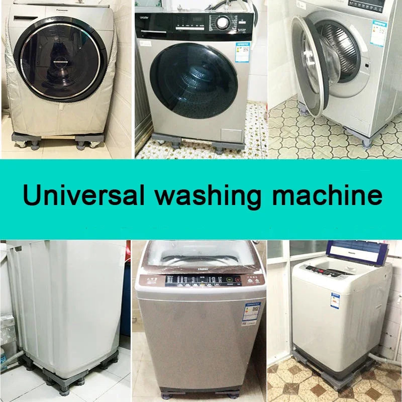 Adjustable Washing Machine Stand with Multi-Functional Fridge Base
