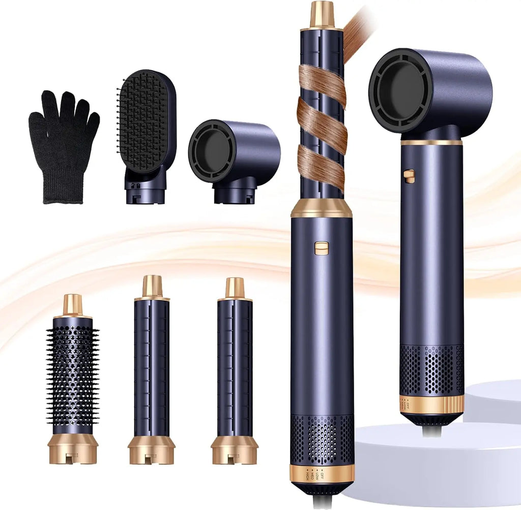 5-in-1 Hair Dryer Brush Negative Ion Air Styler Curler Set