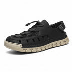 Men's Leather Breathable Outdoor Sandals Lightweight Elastic Strap Summer Beach