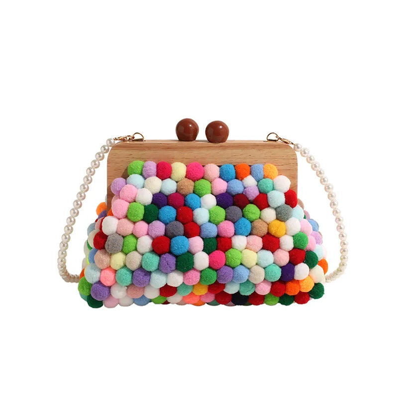 Women's Candy Color Pearl Shell Crossbody Handbag