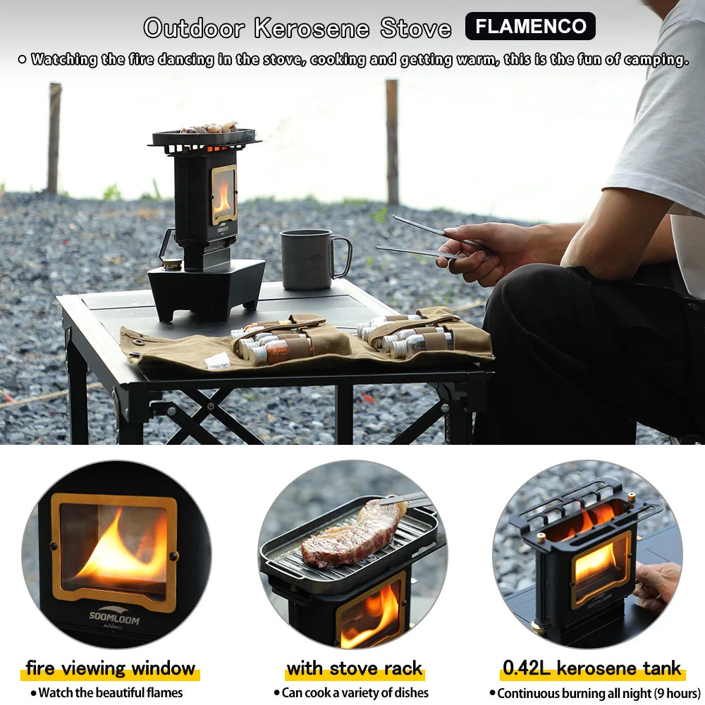 Retro Camping Kerosene Lamp and Multi-Purpose Portable Burner Stove