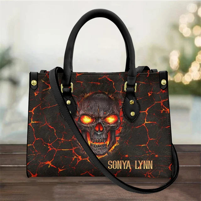 Women's Skull Pattern Faux Leather Shoulder Tote Bag