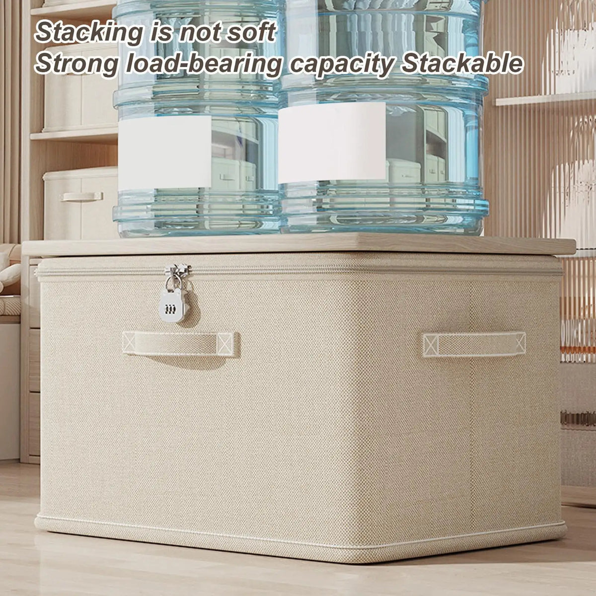 Large Stackable Storage Box with Combination Lock and Handle