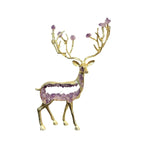 Golden Deer Crystal Figurine and Amethyst Statue
