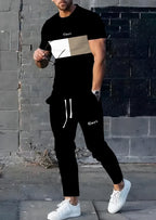 Men's Casual Summer T-Shirt and Shorts Suit Set with 3D Letter Print