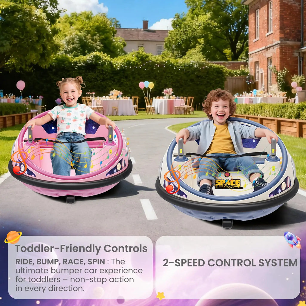 Kids' Electric Ride On Bumper Car with Remote Control and LED Lights