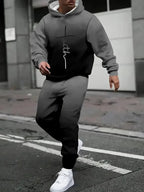Men's Autumn Gradient 3D Print Hoodie and Sweatpants Tracksuit Set