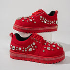 Women's Crystal Decoration Non-Slip Platform Casual Shoes