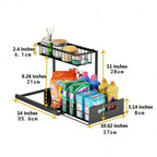 2-Tier Metal Slide Out Cabinet Organizer and Storage Basket