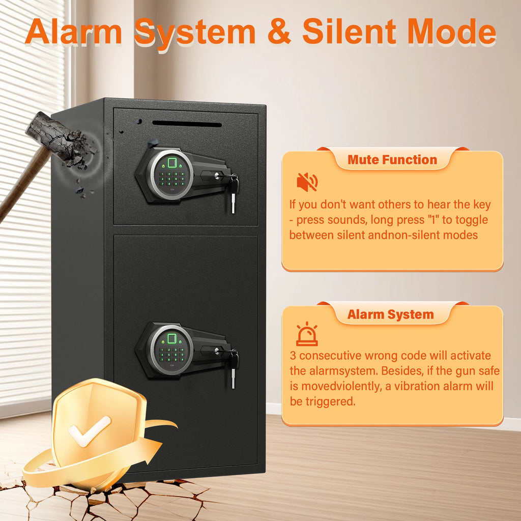 Large Fingerprint Home Safe and Fireproof Security Box