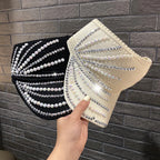 Women's Empty Top Visor Sun Hat with Rhinestones and Pearls