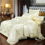 Satin Jacquard Bedding Set and Luxury Flower Duvet Cover Set