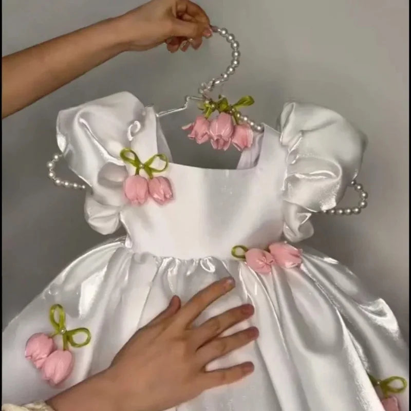 Girls' Tulip Flower Strap Princess Tutu Dress
