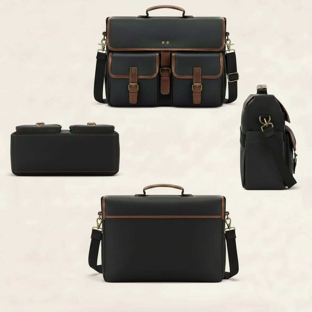 Men's Fashion Canvas Waterproof 15.6 Inch Laptop Messenger Bag