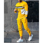 Men's Casual Print Round Neck T-Shirt and Pants Set