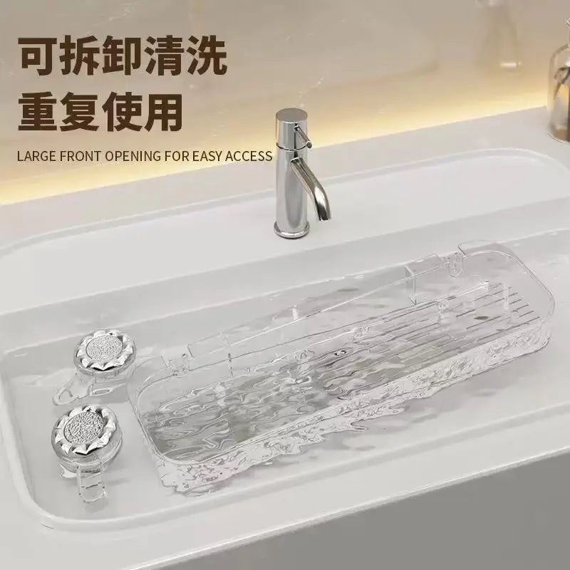 Glacier Texture Suction Wall Shelf and Bathroom Organizer
