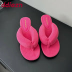 Women's Flock Round Toe Wedge Slippers