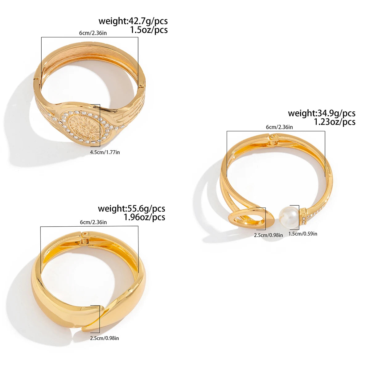 Women's Fashion Statement Rhinestone Watch Shaped Heavy Metal Spring Bangles
