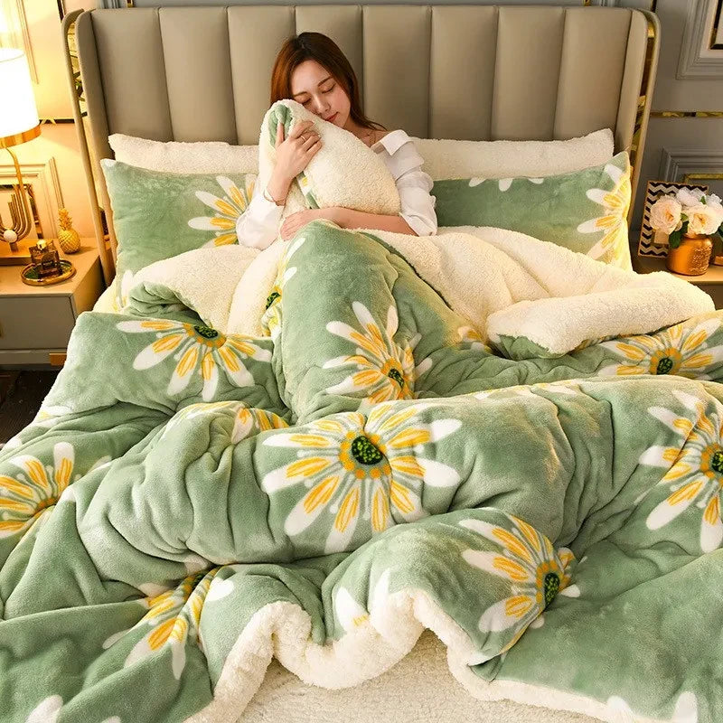 Thick Warm Flannel Fleece Quilt and Winter Bedding Blanket