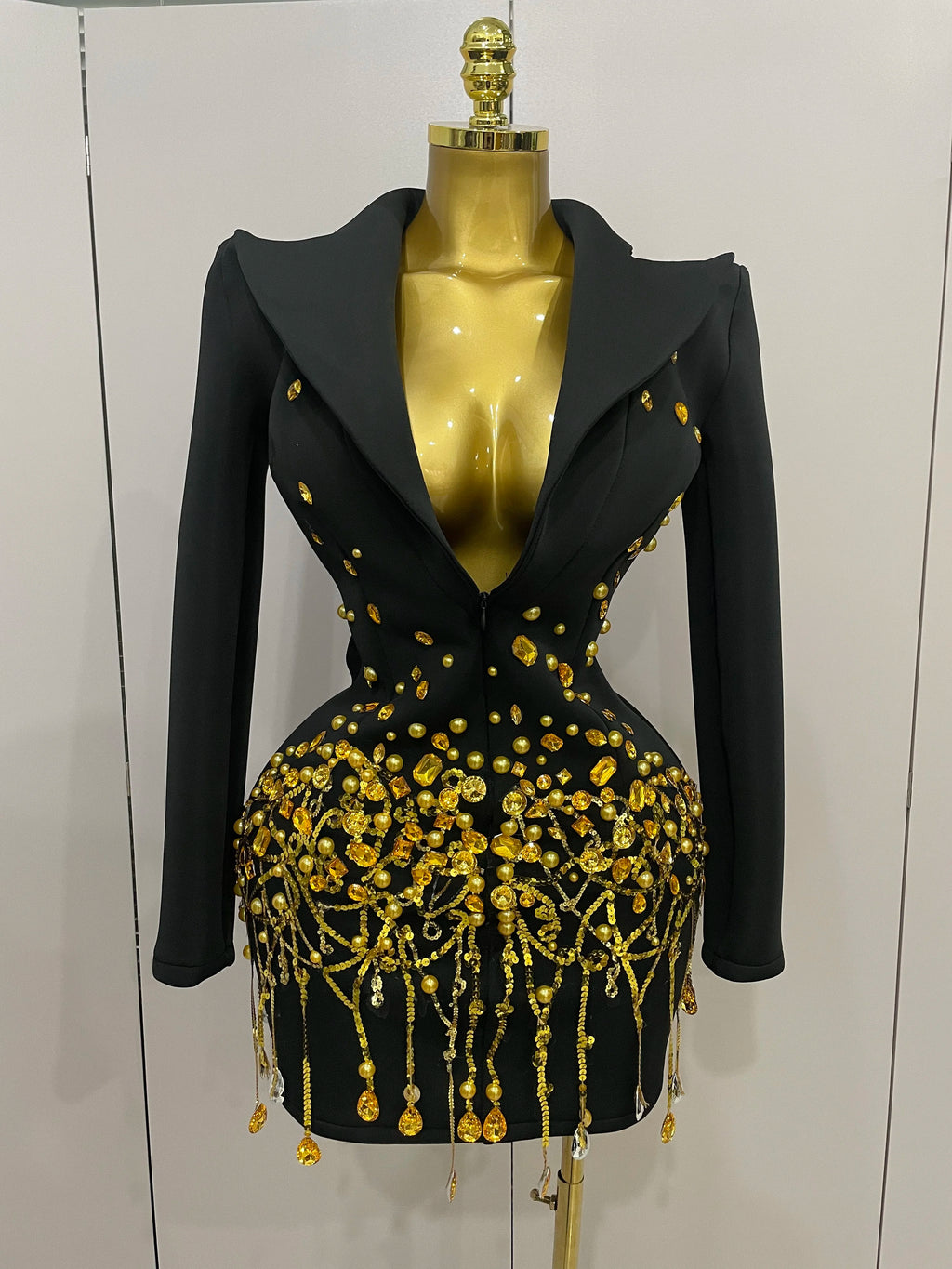 Women's Sexy Sparkly Crystal Pearls Mini Dress