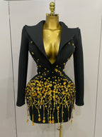 Women's Sexy Sparkly Crystal Pearls Mini Dress