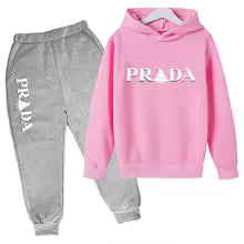 Kids' Pattern Hooded Sweatshirt Pants Two-Piece Set