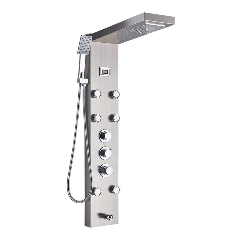 LED Rainfall Shower Panel Tower System with Massage Jets