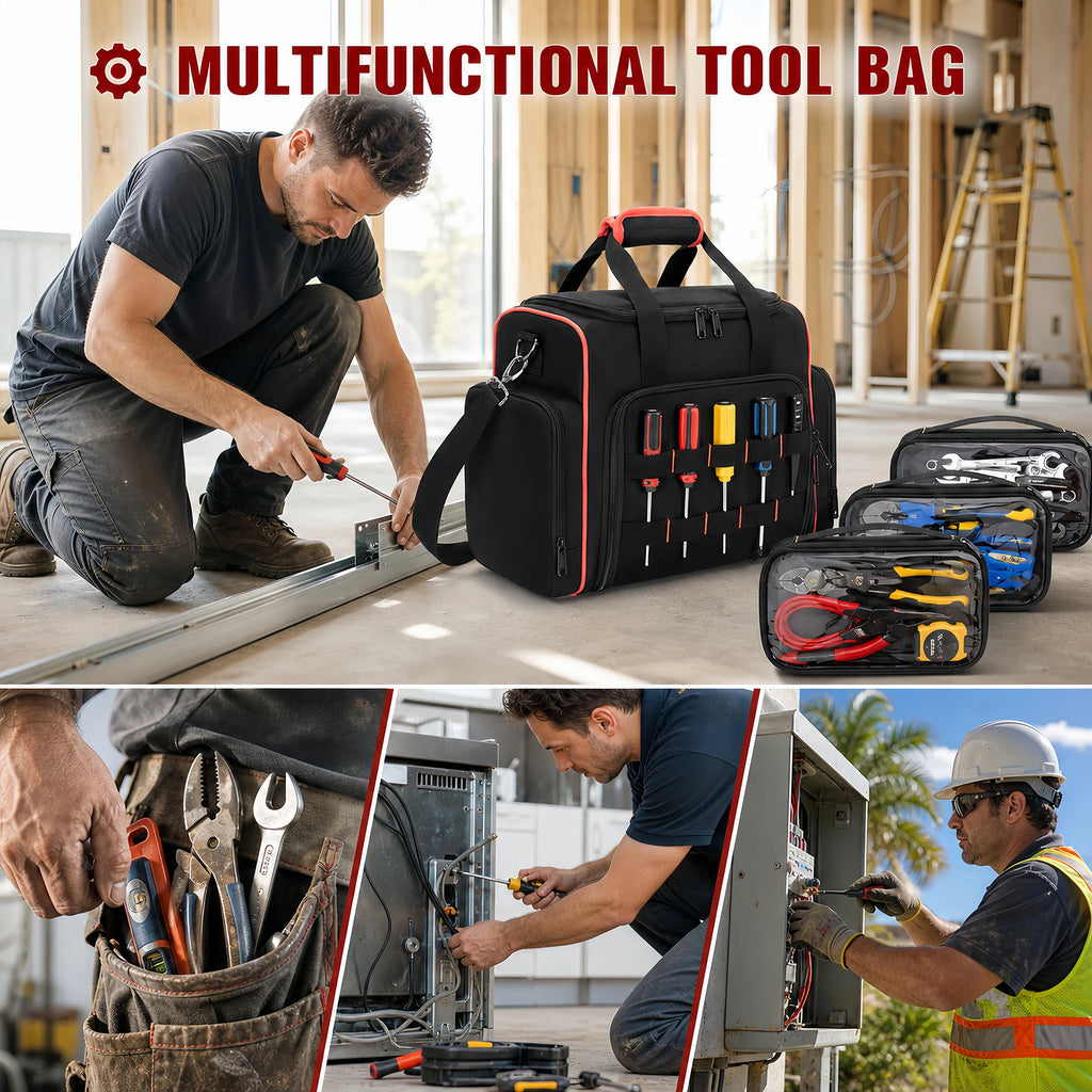 16 Inch Rolling Tool Bag with Wheels and Waterproof Storage Tote